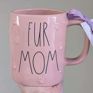 Rae Dunn FUR MOM Pet Mom Mug with Allover Embossed Paw Print Design 🐾